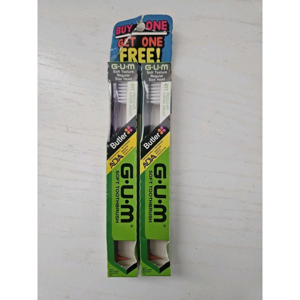 VTG Gum Butler 4-Row ADULT Regular Size Head‎ Toothbrush 411 Stimulator 2-Pack